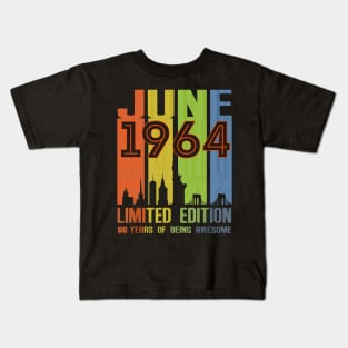 June 1964 60 Years Of Being Awesome Limited Edition Kids T-Shirt